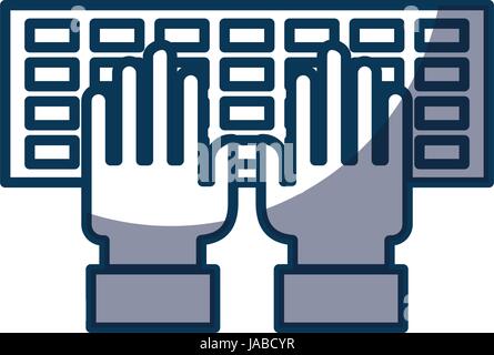 computer keyboard with hands user Stock Vector