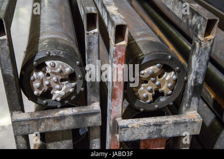 Drilling heads for tunneling machinery Stock Photo