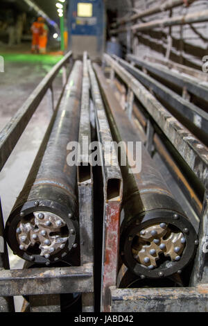 Drilling heads for tunneling machinery Stock Photo