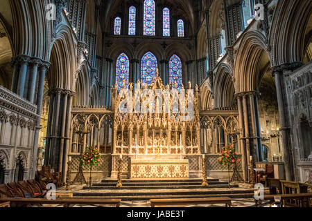 The Beautiful High Altar at Ely Cathedral, England Stock Photo