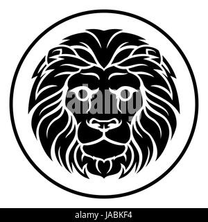 Circle Leo lion horoscope astrology zodiac sign icon Stock Photo