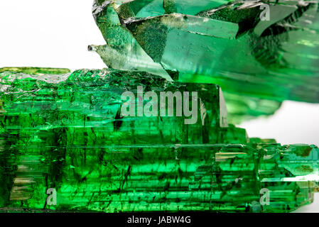 Detail of brazilian green tourmaline crystal with its texture, colors and transparency Stock Photo