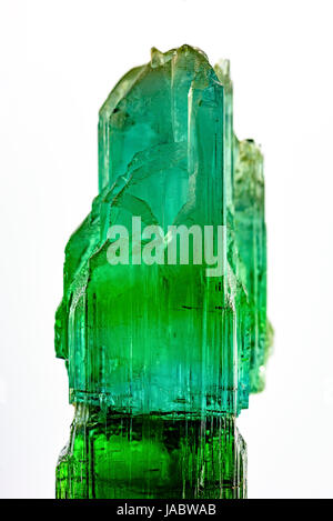 Detail of brazilian green tourmaline crystal with its texture, colors and transparency Stock Photo