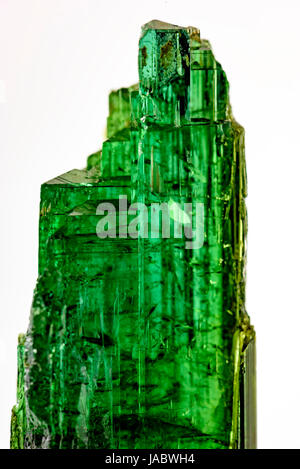 Detail of brazilian green tourmaline crystal with its texture, colors and transparency Stock Photo