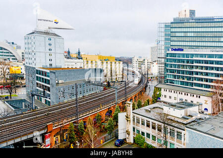 Berlin: S- Bahn im Westen aus der Vogelschau; Berlin. City Railway - Bird's Eye View Stock Photo