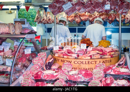 Butcher Shop With Lots Of Meat Berkshire UK Stock Photo