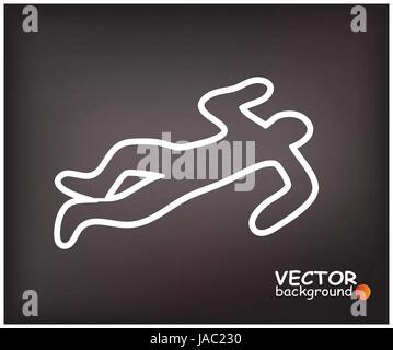 Silhouette of the dead man painted on the ground, vector background Stock Vector