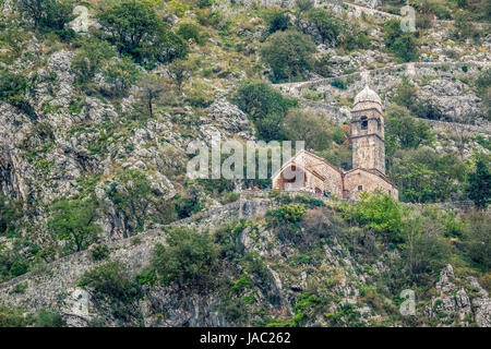 A Church On The Side Of The Mountain Kotor Montenegro Stock Photo - Alamy