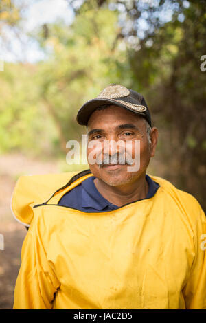 A honey farmer in Léon Department, Nicaragua. Stock Photo