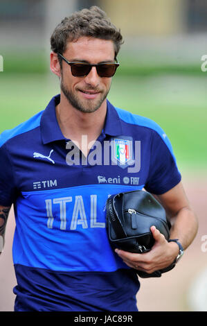 Florence, Italy. 05th June, 2017. Italy's player Claudio Marchisio during the training session at the Coverciano Training Center. The Italian national team will face in a friendly match the Uruguay national team in Nice on 7th June 2017 and Liechtenstein in Udine on 11th June 2017, match valid for FIFA World Cup Russia 2018 Qualifiers Europe Group G. Credit: Giacomo Morini/Pacific Press/Alamy Live News Stock Photo