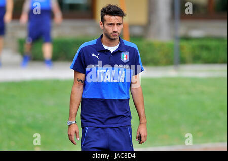 Florence, Italy. 05th June, 2017. Italy's player Gianmarco Ferrari during the training session at the Coverciano Training Center. The Italian national team will face in a friendly match the Uruguay national team in Nice on 7th June 2017 and Liechtenstein in Udine on 11th June 2017, match valid for FIFA World Cup Russia 2018 Qualifiers Europe Group G. Credit: Giacomo Morini/Pacific Press/Alamy Live News Stock Photo