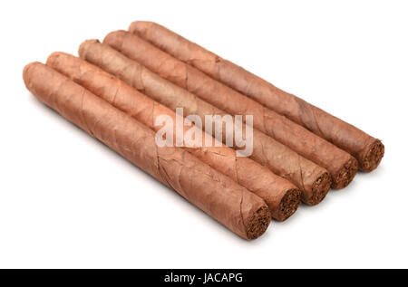 Five cigars isolated on white Stock Photo