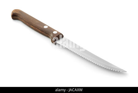 Kitchen knife with wooden handle isolated on white Stock Photo