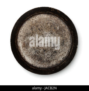 Top view of old empty frying pan isolated Stock Photo