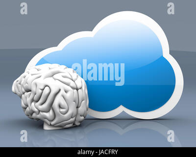 Intelligence of cloud computing. 3D rendered illustration. Stock Photo