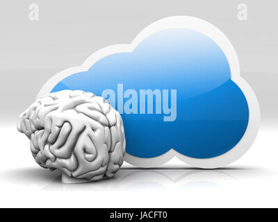 Intelligence of cloud computing. 3D rendered illustration. Stock Photo