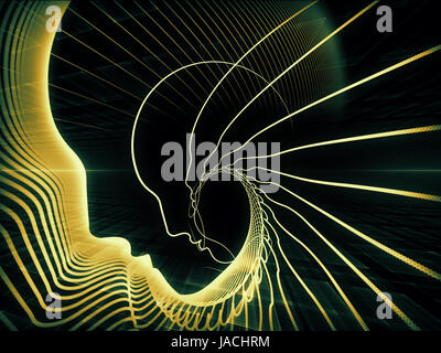 Geometry of Soul series. Backdrop composed of profile lines of human head and suitable for use in the projects on education, science, technology and graphic design Stock Photo