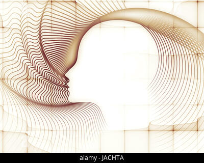 Geometry of Soul series. Backdrop composed of profile lines of human head and suitable for use in the projects on education, science, technology and graphic design Stock Photo