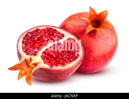 Ripe and delicious pomegranate isolated on white background Stock Photo