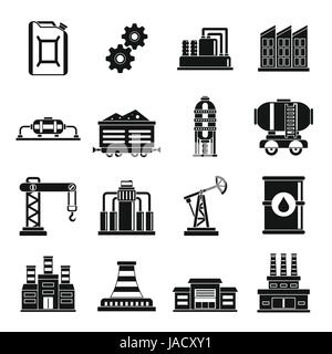 Industry icons set. Simple illustration of 16 industry vector icons for web Stock Vector