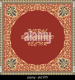 Victorian floral paisley medallion ornamental rug vector. Ethnic towel frame. Vintage flower tile. Textile, greeting business card, coloring book, pho Stock Vector