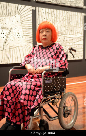 YAYOI KUSAMA - photographed with drawings and paintings at the 'Eternity of Eternal Eternity' exhbition held at the Matsumoto City Museum of Art from Jul - Nov 2012  in Matsumoto, Nagano Prefecture, Japan - 28 Jul 2012.  Photo credit: George Chin/IconicPix Stock Photo