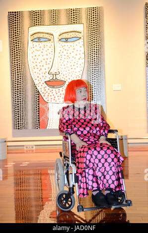 YAYOI KUSAMA - photographed with drawings and paintings at the 'Eternity of Eternal Eternity' exhbition held at the Matsumoto City Museum of Art from Jul - Nov 2012  in Matsumoto, Nagano Prefecture, Japan - 28 Jul 2012.  Photo credit: George Chin/IconicPix Stock Photo