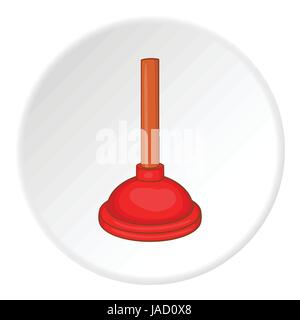 Red cup plunger icon. Cartoon illustration of red cup plunger vector icon for web Stock Vector
