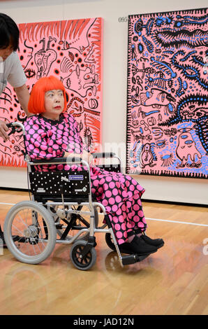 YAYOI KUSAMA - photographed with drawings and paintings at the 'Eternity of Eternal Eternity' exhbition held at the Matsumoto City Museum of Art from Jul - Nov 2012  in Matsumoto, Nagano Prefecture, Japan - 28 Jul 2012.  Photo credit: George Chin/IconicPix Stock Photo