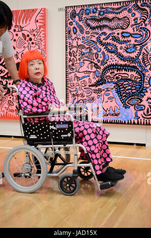 YAYOI KUSAMA - photographed with drawings and paintings at the 'Eternity of Eternal Eternity' exhbition held at the Matsumoto City Museum of Art from Jul - Nov 2012  in Matsumoto, Nagano Prefecture, Japan - 28 Jul 2012.  Photo credit: George Chin/IconicPix Stock Photo