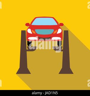 Car lifting icon. Flat illustration of car lifting vector icon for web isolated on yellow background Stock Vector