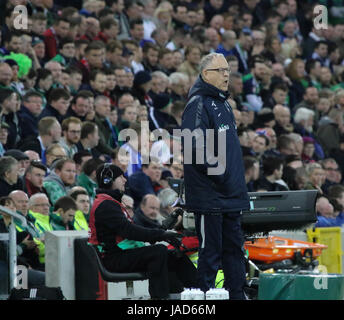 National Football Stadium at Windsor Park, Belfast. 26th March 2017. 2018 World Cup Qualifier - Northern Ireland 2 Norway 0. Norway coach Lars Lagerback. This was Lagerback's first game in charge of Norway. Stock Photo