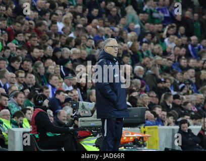 National Football Stadium at Windsor Park, Belfast. 26th March 2017. 2018 World Cup Qualifier - Northern Ireland 2 Norway 0. Norway coach Lars Lagerback. This was Lagerback's first game in charge of Norway. Stock Photo