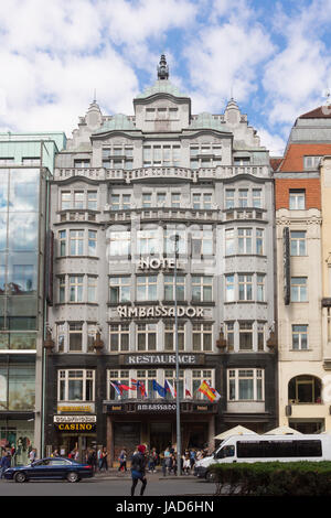 The Hotel Ambassador on Wenceslas Square in the heart of Prague, Czech Republic Stock Photo