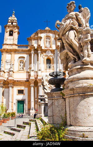 Church of Saint Dominic in Palermo, Italy, is the second in importance only to the Cathedral and is located in the Saint Dominic square,in the neighborhood of La Loggia. Stock Photo