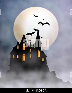 Scary House on Top of the Hill Stock Photo