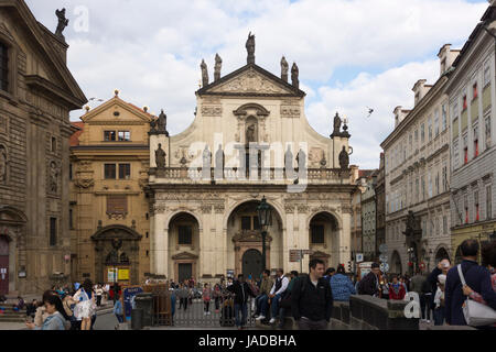 The Kostel Nejsvětějšího Salvátora (Church of St. Salvator) a splendid example of early baroque architecture in Prague, Czech Republic Stock Photo