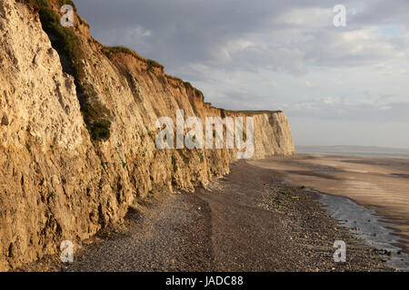 View on the cliff and the beach at the cap Blanc-nez, in the north of France near Boulogne-Sur-Mer and Calais. Stock Photo