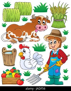 Farmer theme set 1 - picture illustration. Stock Photo