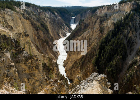 View from Artists point of Lower Falls on the Yellowstone River in the Grand Canyon of Yellowstone National Park in Wyoming, Unites States of America. Stock Photo