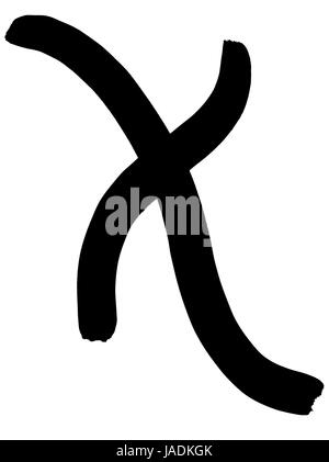 greek letter chi hand written in black ink on white background Stock Photo