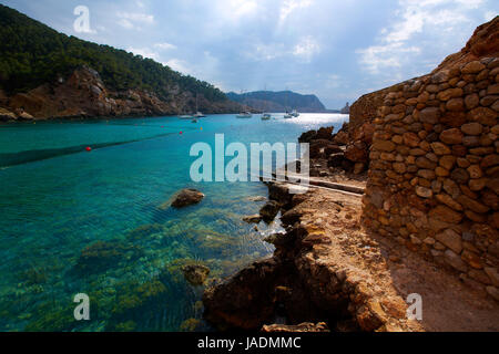 Ibiza Port de Benirras at Balearic Islands of Spain Stock Photo