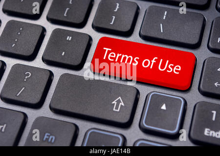 a message on keyboard, for terms of use concepts. Stock Photo