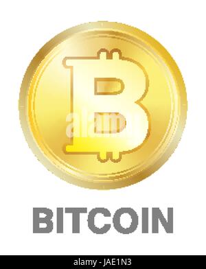 golden bitcoin coin logo on a white background Stock Vector