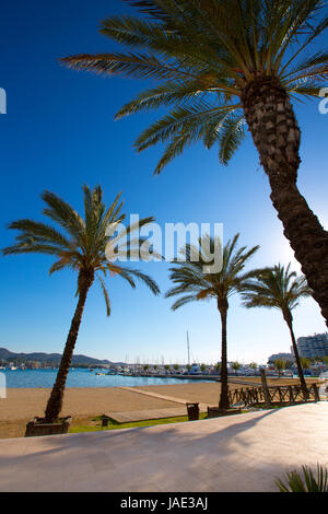 Ibiza san Antonio Abad de Portmany beach in Balearic Islands of spain Stock Photo