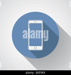 New smartphone flat icon with long shadow. Stock Vector