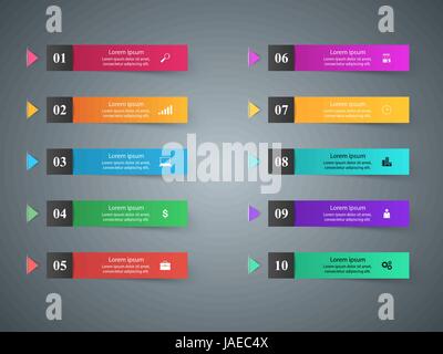 Infographic design. List of 10 items. Stock Vector