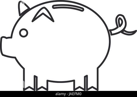 cartoon piggy money security bank icon Stock Vector