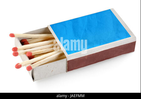 Blue matchbox isolated on a white background Stock Photo