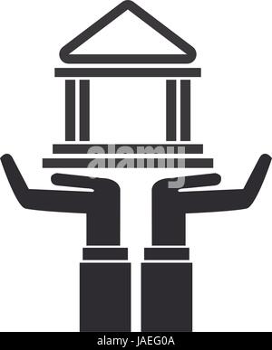 hands holdinh bank building concept Stock Vector